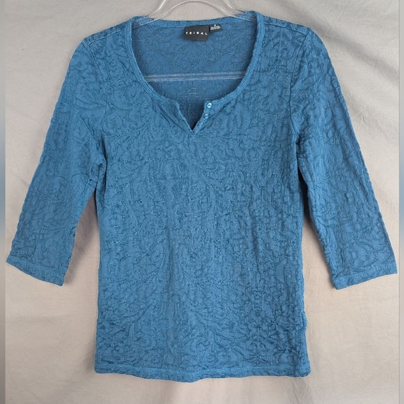 Tribal Y2K 3/4 Sleeve Shirt Size Small Partially Sheer With one Flaw - Picture 1 of 13